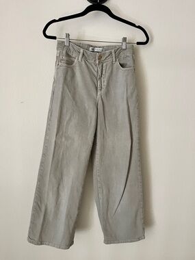 ZARA Light Taupe High-Rise Wide Leg Jeans